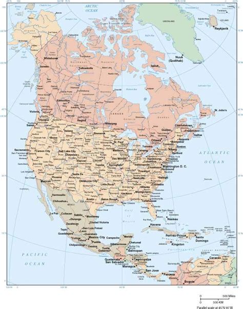 Map North America Guide Of The World