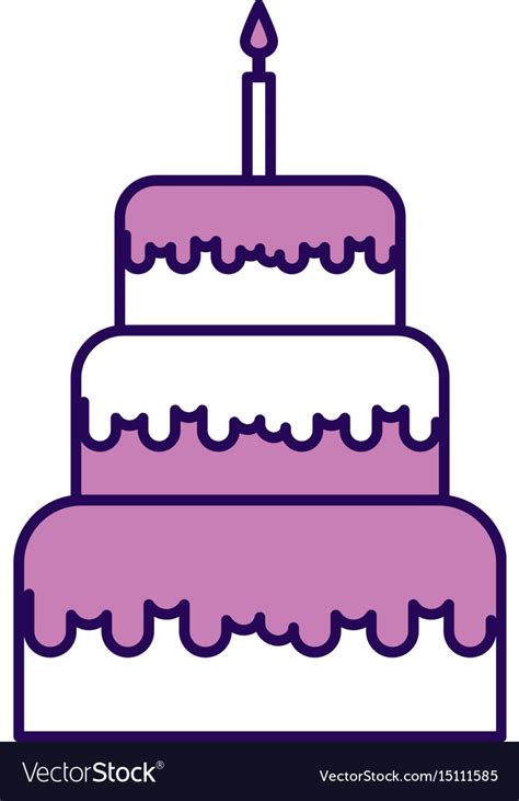 Sketch birthday cake images stock photos vectors. Cute purple birthday cake cartoon Royalty Free Vector Image