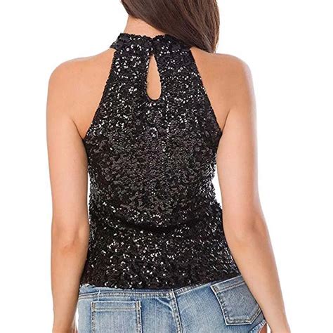 Tank Top Women S Shimmer Flashy All Sequins Embellished Sparkle