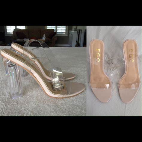 Ego SOLDYeezy Lucite Clear Nude Block Heel Sandals From Kaitlin S