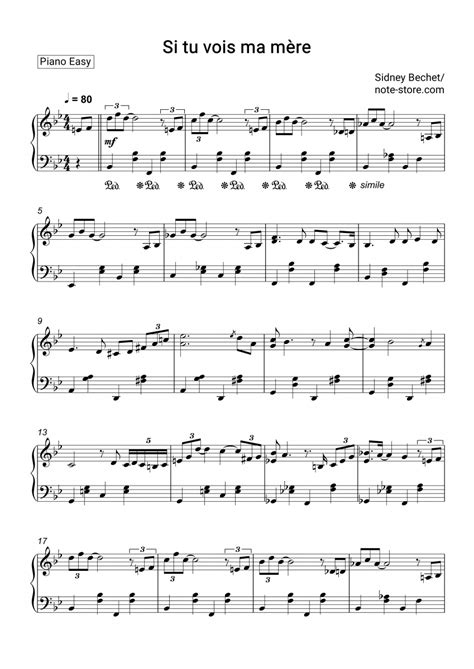 Sidney Bechet Si Tu Vois Ma Mère Sheet Music For Piano Download