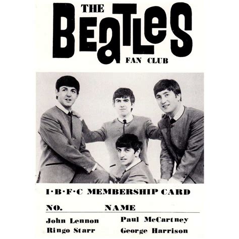 The Beatles 1965 Ibfc Fan Club Membership Card