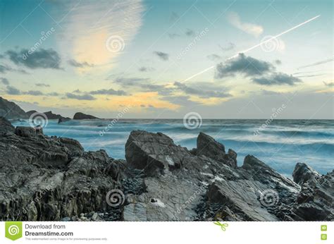 Welcombe Mouth Bay Sunset Stock Image Image Of Pebble 78263175