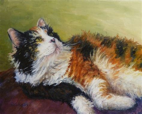 Daily Painting Projects Calico In Repose Oil Painting Cat
