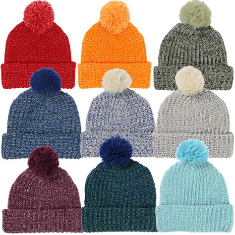 Pom Pom Beanie With Cuff Embroidered 150401 E