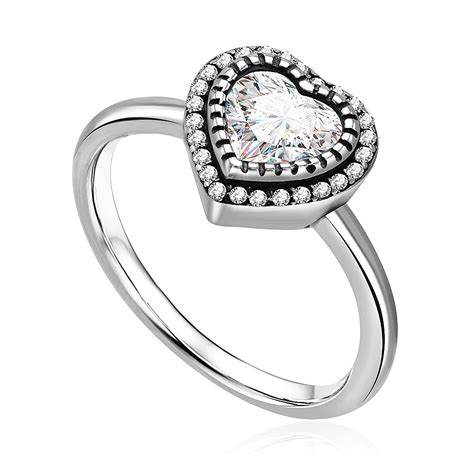 Silver Ring Factory 925 Sterling Silver Sparkling Love Heart Ring