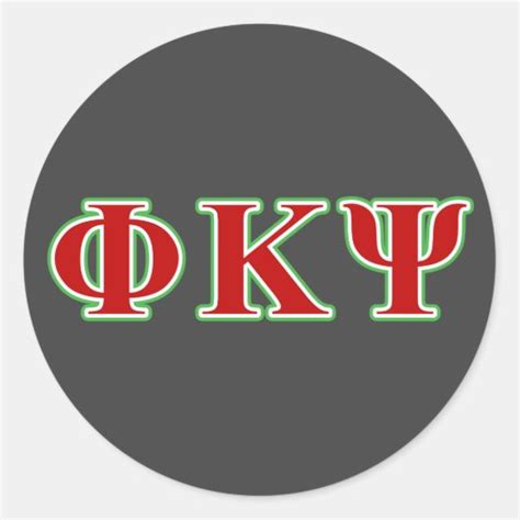 Phi Kappa Psi Red And Green Letters Classic Round Sticker Uk