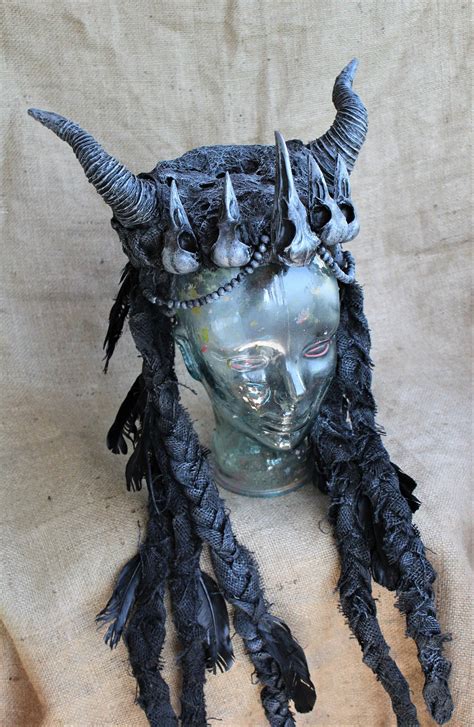 Dragon Headdress With Black Horns Witch Acsessories Pagan Etsy