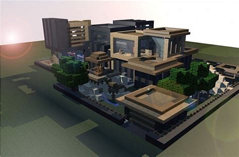 Finish up by putting in the roof and gutters while into consideration a design where the rain falls down and cascades to the gutters. minecraft houses | Minecraft modern, Minecraft modern ...