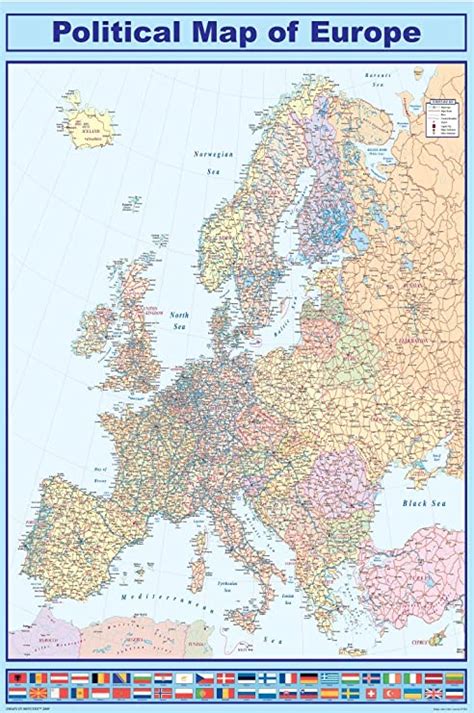 Huge Laminated Encapsulated Map Of Europe European Road Map With