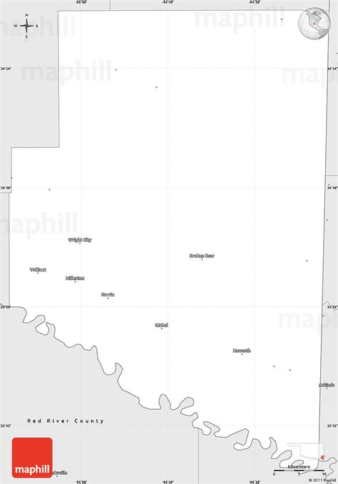 Silver Style Simple Map Of Mccurtain County
