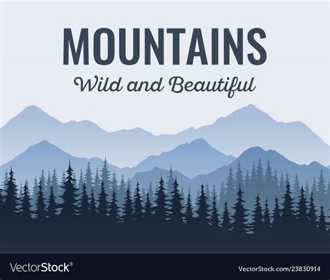 Poster With Mountains Scenic Landscape Royalty Free Vector