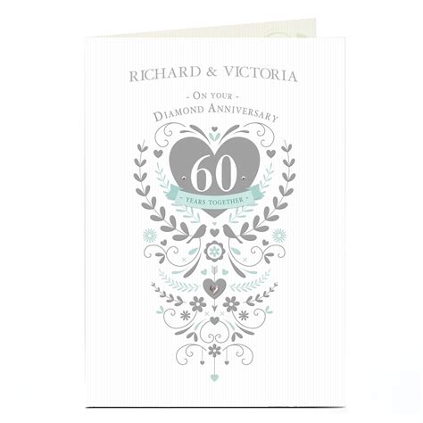 Buy Personalised 60th Anniversary Card Silver Heart For Gbp 179 499