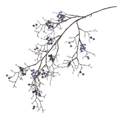 Artificial Snowberries Branch Gesa With Berries Blue 3ft100cm
