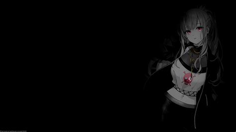 Selective Coloring Black Background Dark Background Anime Girls Simple