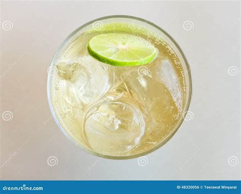 Glass Of Refreshing Cold Ginger Ale Top View Stock Photo Image Of