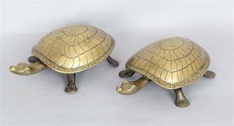 Pair Of 19th Century Solid Brass Turtles 735224 Uk