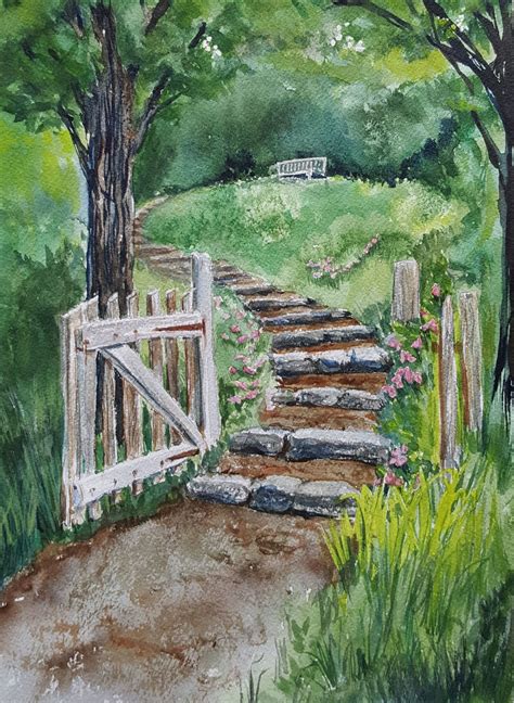 Garden Gate Simple Canvas Paintings Easy Canvas Painting Canvas