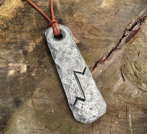Viking Rune Fire Steel Necklace Anglo Saxon Futhorc Symbol