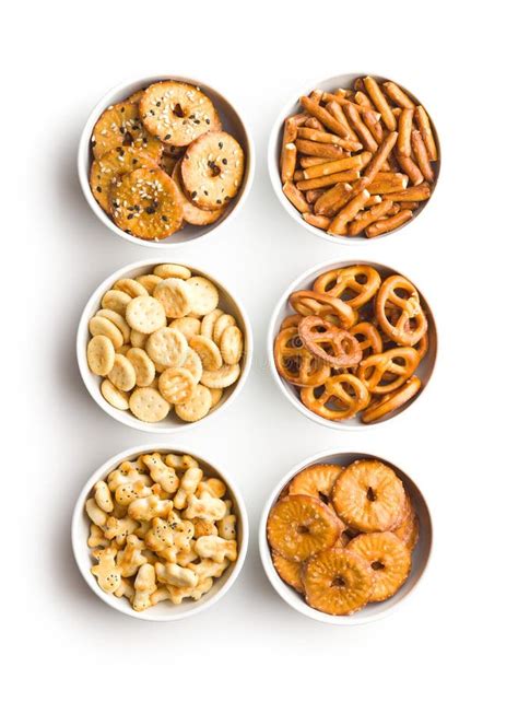 Mixed Salty Snack Crackers And Pretzels Stock Image Image Of Food