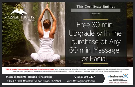 Massage Therapy Massage Heights Rancho Penasquitos Free 30 Minute Upgrade With The Purchase