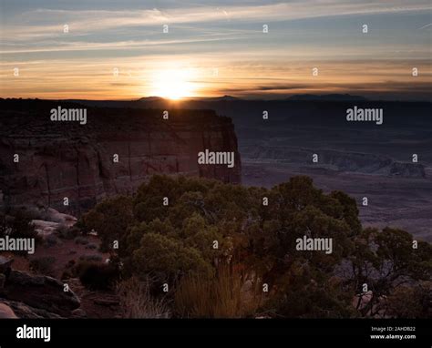 Sunset On Orange Cliffs At Canyonlands National Park Stock Photo Alamy