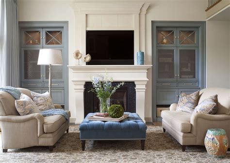 Neutral And Blue Traditional Design Living Room Living Room Designs