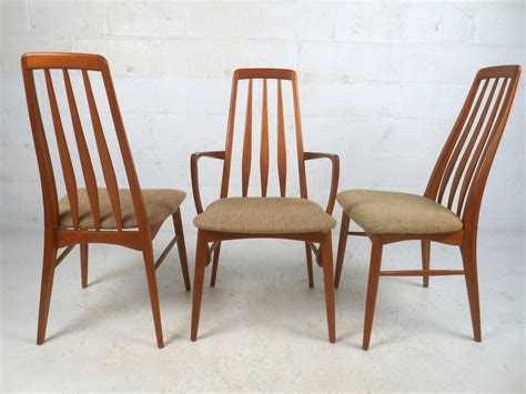 Teak wood is dense hardwood with high oil contents which makes the wood highly durable. Mid-Century Modern Danish Teak "Eva" Dining Chairs for Hornslet by Niels Koefoed at 1stdibs