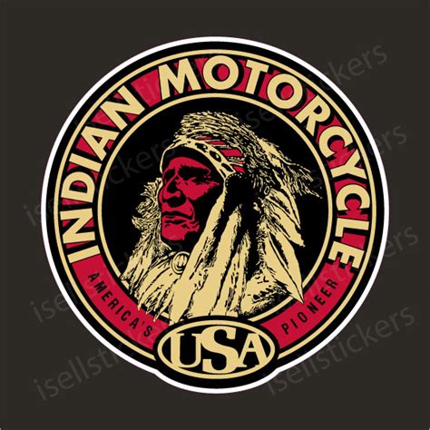 Indian Motorcycle Head Vintage Round Bumper Sticker Window Decal