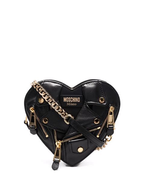Moschino Heart Biker Leather Crossbody Bag Farfetch