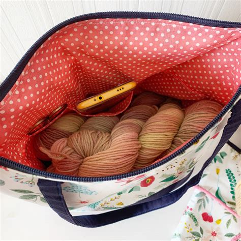 Large Knitting Project Bag Knitting Tote On The Go Yarn Etsy