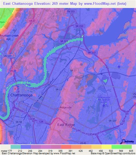 Elevation Of East Chattanoogaus Elevation Map Topography Contour