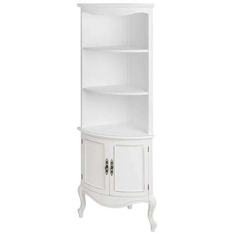 Furniture White Gloss Tall Corner Shelf Unit With Cabinet Doors Tall