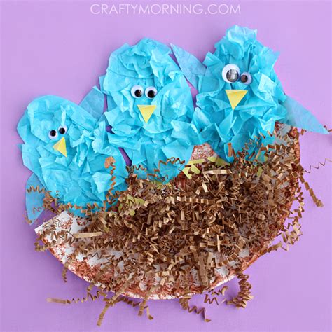 Tissue Paper Blue Birds In A Nest Crafty Morning