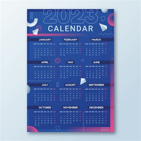 Premium Vector Gradient 2023 Wall Calendar Template