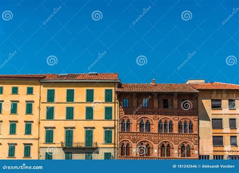 Many Traditional Colorful Ancient Italian Architecture Houses Stock