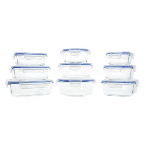 Kinetic Gogreen Glassworks 18 Piece Oven Safe Glass Food Storage Container Set With Vented Lid
