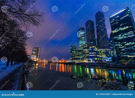 Moscow City Skyscraper Towers By The River In The Russian Capital At