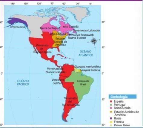 mapa de laINDEPENDENCIA DE LAS COLONIAS ESPAÑOLAS EN EL SIGLO XIX por
