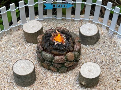 Fairy Garden Fire Pit Miniature Firepit Led Battery Operated Etsy