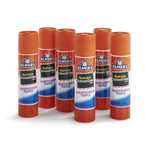 Elmers Disappearing Purple Washable School Glue Sticks 6 Count