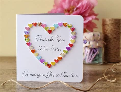 A Heart Shaped Card With The Words Thank You Miss Nice For Being A