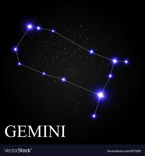 Gemini Zodiac Sign With Beautiful Bright Stars Vector Image