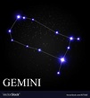Gemini Zodiac Sign with Beautiful Bright Stars on Vector Image