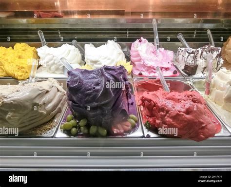 Different Flavors Of Italian Ice Cream At Genoa Italy Stock Photo Alamy