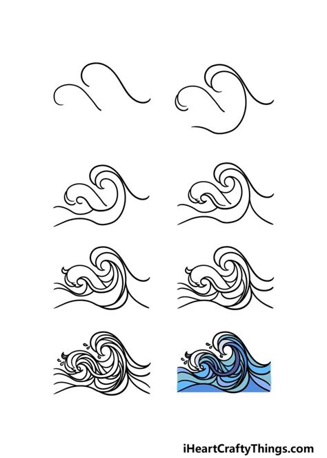 Ocean Waves Drawing How To Draw Ocean Waves Step By Step