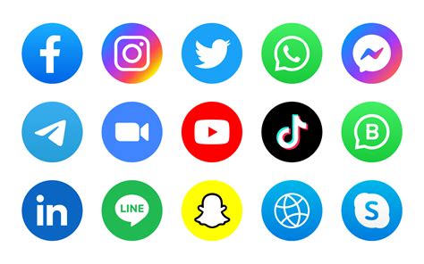 Set Of Social Media Icon In Round Background 3600939 Vector Art At Vecteezy