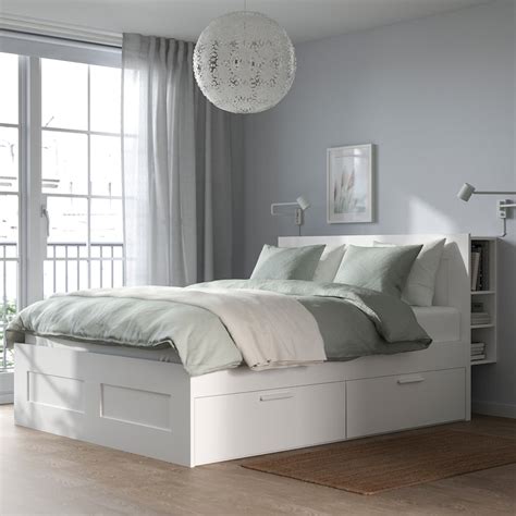 Brimnes Bed Frame With Storage And Headboard Whiteluröy Full Ikea