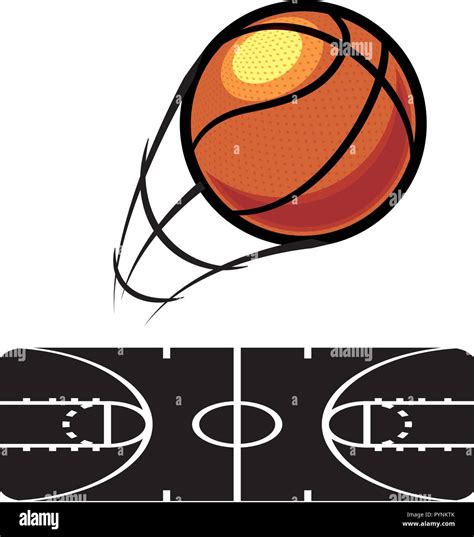 Basketball Balloon With Court Vector Illustration Design Stock Vector