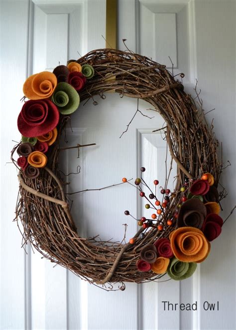 Items Similar To Festive Fall Felt Flower Wreath On Etsy